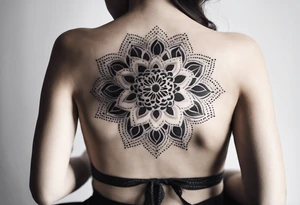 Generate a floral mandala tattoo with minimalist petals and gentle symmetry, focusing on balance and serenity tattoo idea