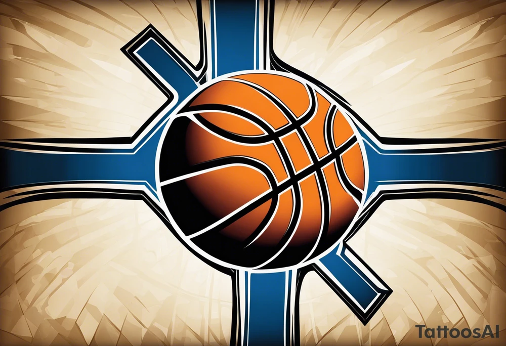 stylized silhouette of a basketball with the cross incorporated into the design? You could have the basketball acting as the base of the cross, and the cross itself could be adorned with elements representing Grand Rapids, Michigan. For example, you could include the iconic Blue Bridge that spans the Grand River tattoo idea