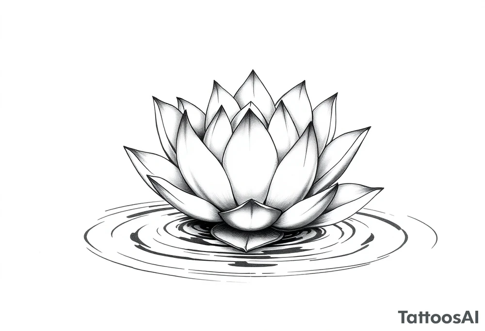 serene lotus flower emerging from sacred waters with ripples tattoo idea