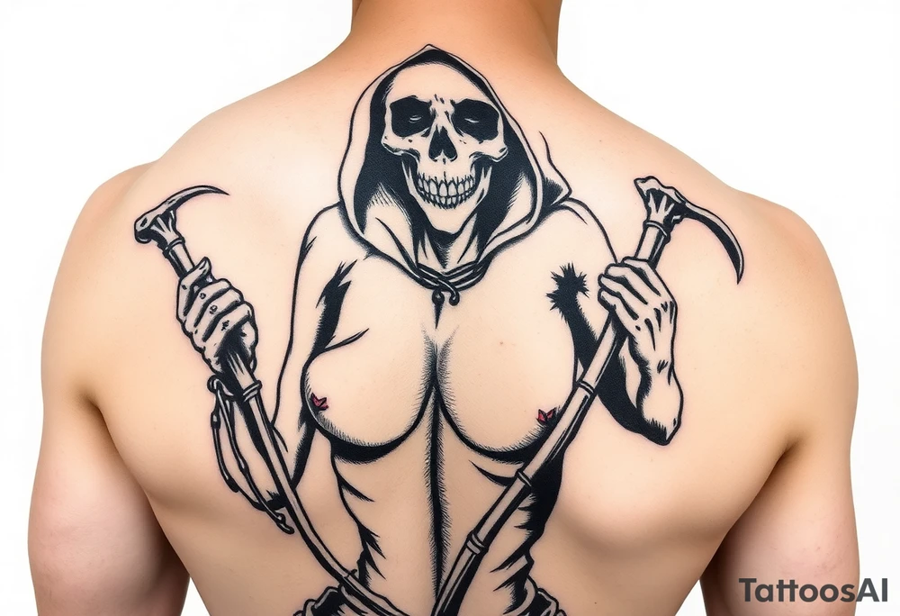 grim reaper female sexy tattoo idea
