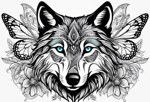 Wolf puppy, peacock feather, butterfly,, hummingbird tattoo idea