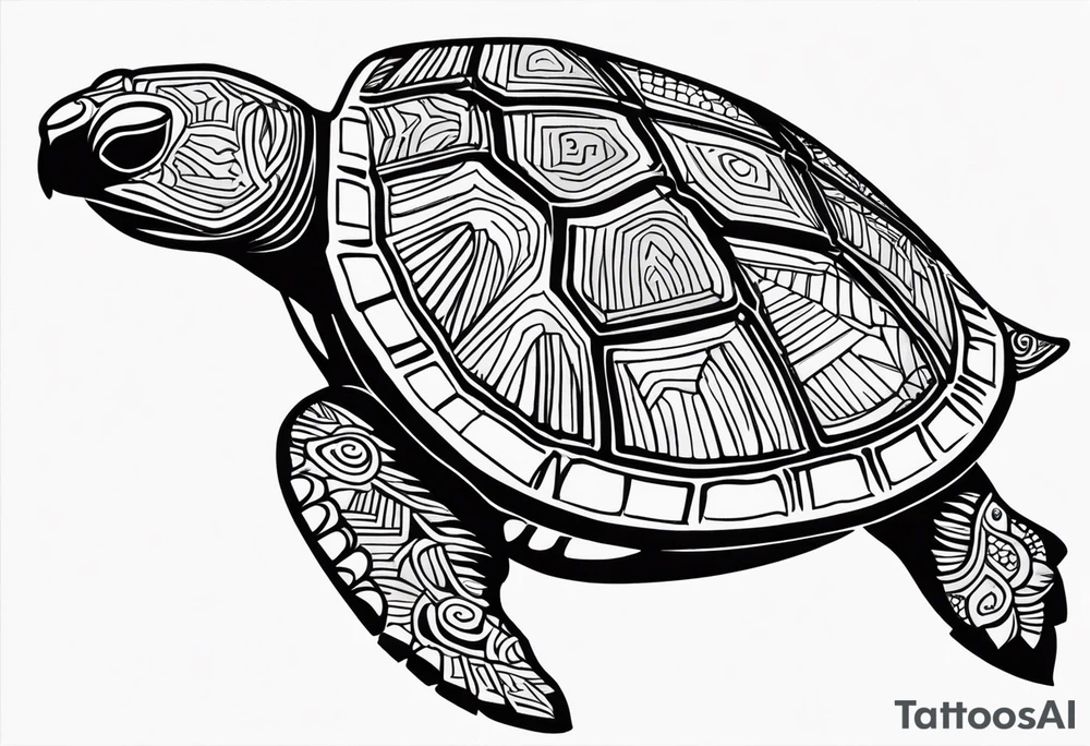 tropical psychedelic turtle's back, top down view, as seen from above tattoo idea