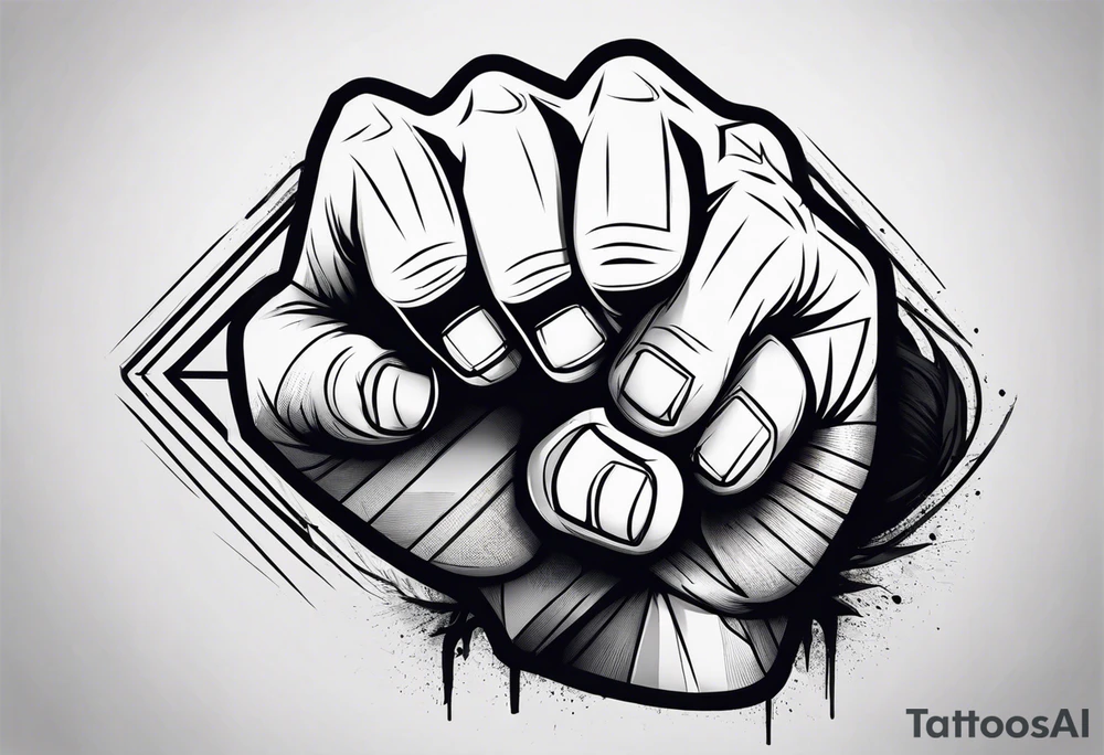 A clenched fist on the back using negative space techniques tattoo idea A clenched fist on the back using negative space techniques tattoo idea