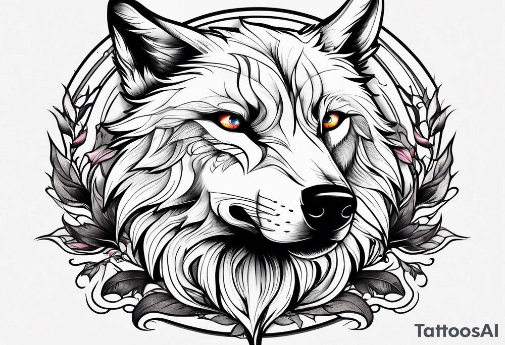 Wolf and moon tattoo idea