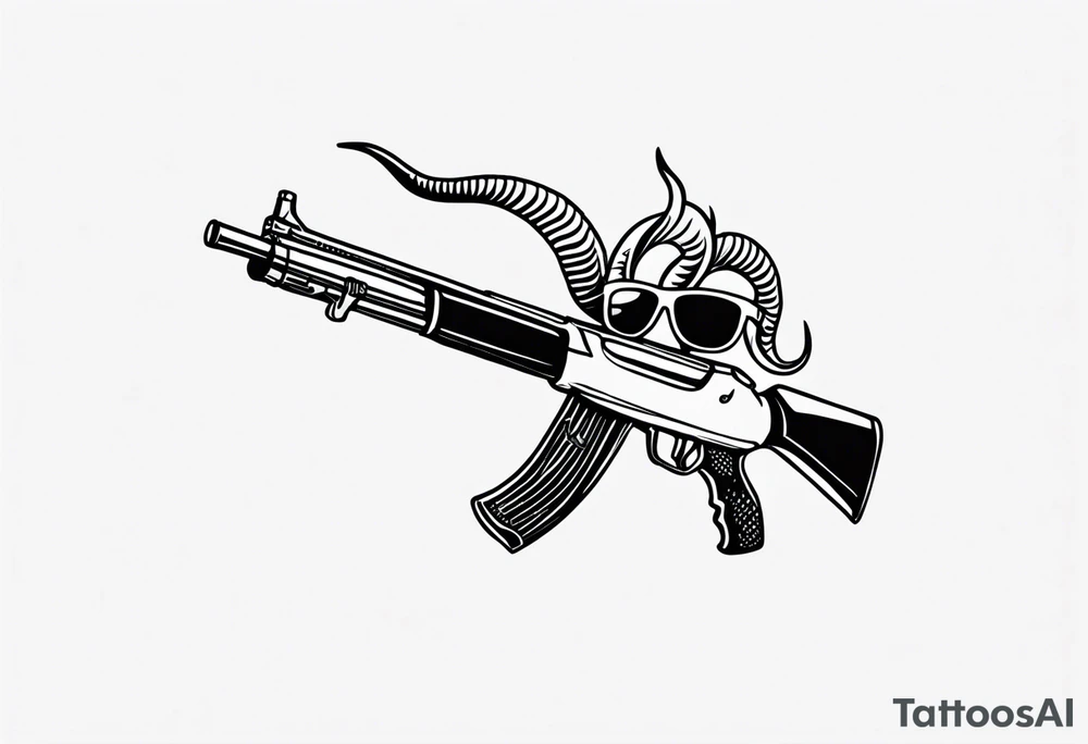capricorn with sunglasses and shotgun tattoo idea