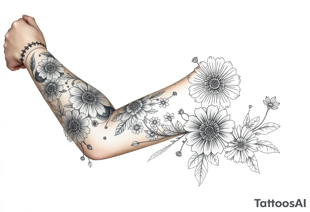 Survival through pain, flowers, mandalas tattoo idea