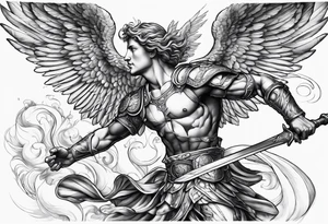 Archangel Michael fighting the skinny / AI for humanity. The archangel is also partially AI tattoo idea