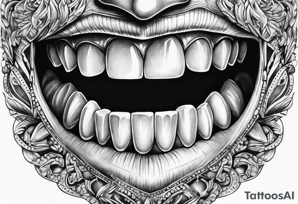 Teeth biting diamonds tattoo idea