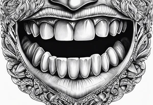 Teeth biting diamonds tattoo idea