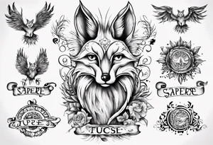 Wasser Eule Sonne Fuchs der Schriftzug : "Sapere Aude" tattoo idea