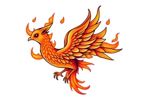 cute cartoon Phoenix , engulfed by flames tattoo idea