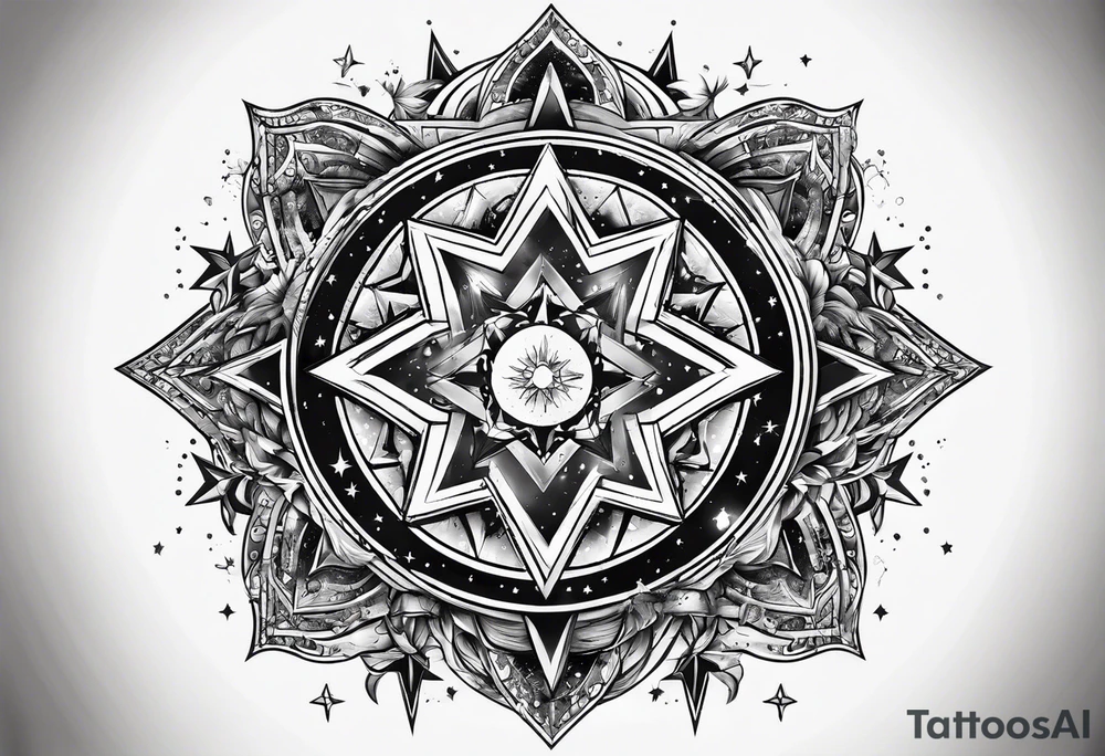 two stars in a galaxy shaped like a J tattoo idea