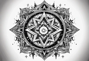 two stars in a galaxy shaped like a J tattoo idea
