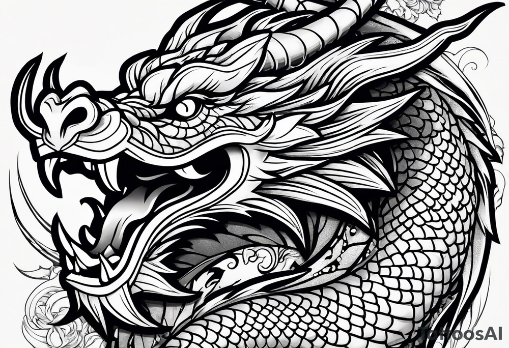 Only the head of a chinese dragon, facing right, small tattoo idea