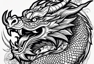 Only the head of a chinese dragon, facing right, small tattoo idea