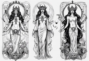 The High Priestesses. Hecate, Artemis and Selene morphing into one body. tattoo idea