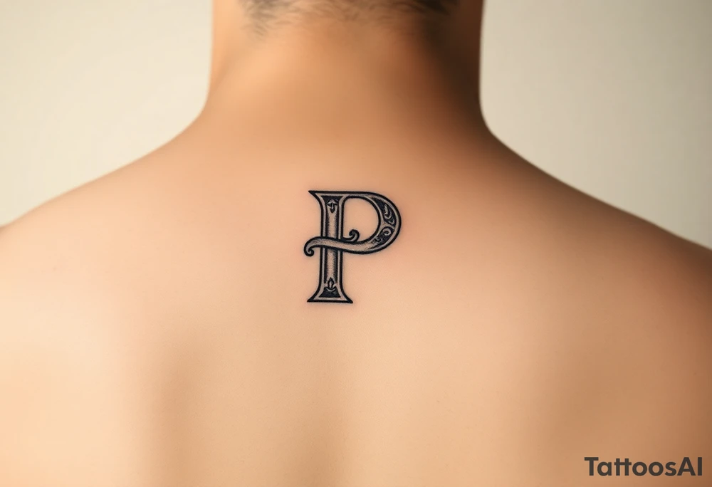 Small Letter P with a dollar bill coming out from the sides. make the P with a penis shape tattoo idea