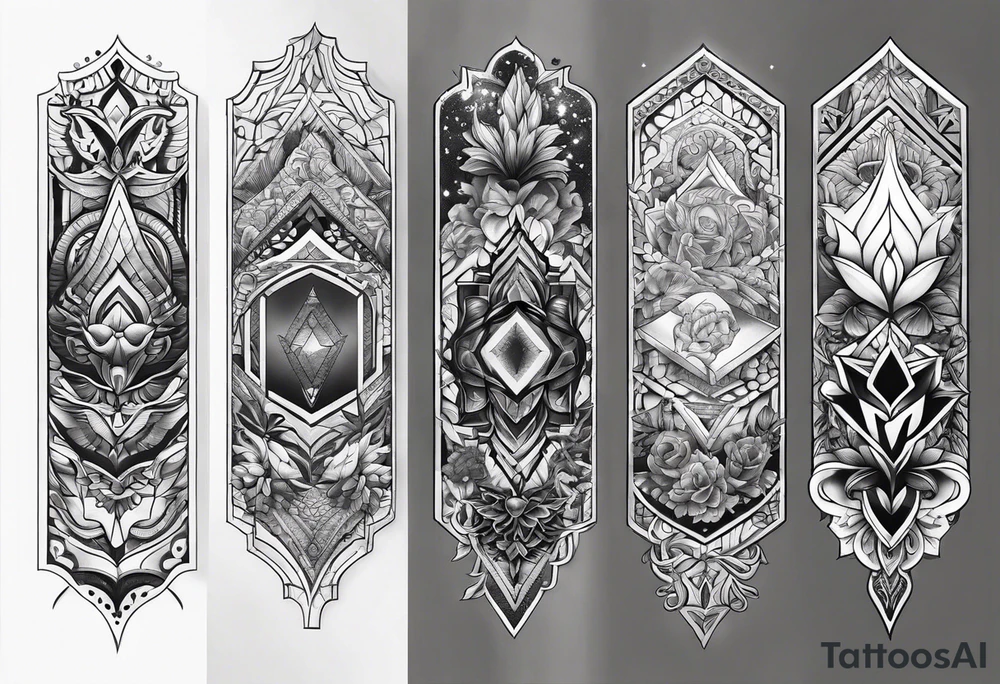 Full leg tattoo design rectangle tattoo idea