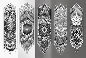 Full leg tattoo design rectangle tattoo idea