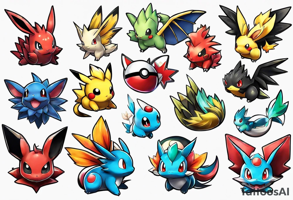 all pokemons tattoo idea