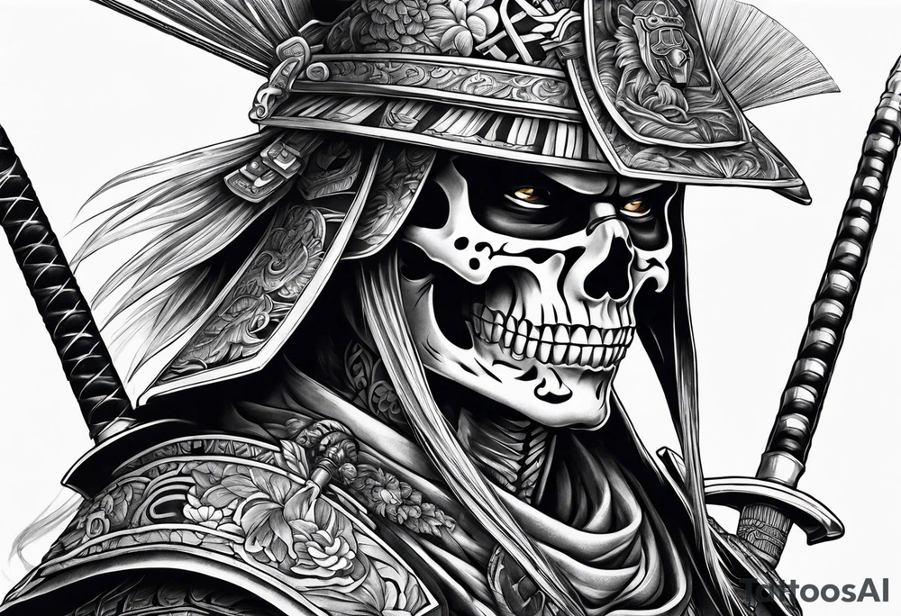 Skeleton samurai tattoo idea