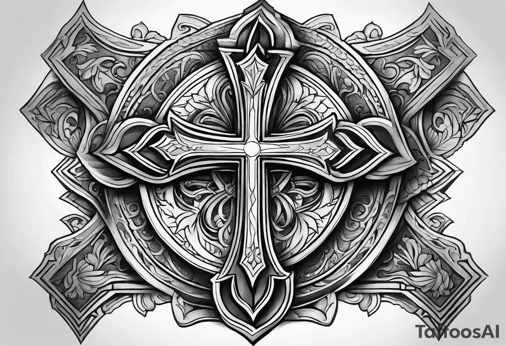 Western tattoo with a cross in the middle tattoo idea