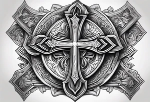 Western tattoo with a cross in the middle tattoo idea