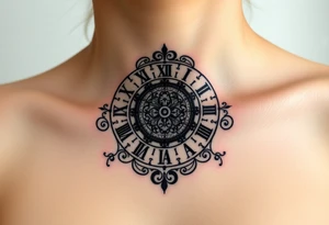 vintage roman numerals within ornate clockwork mechanism tattoo idea