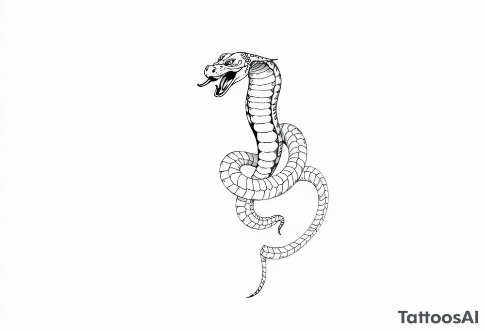 Kundalini cobra coiled around upper thigh onto hip tattoo idea