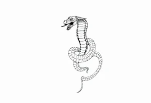 Kundalini cobra coiled around upper thigh onto hip tattoo idea