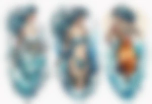 a glass woman standing in crashing waves tattoo idea