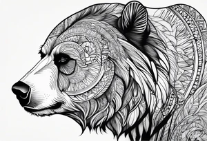 Bear gazing into the distance side profile tattoo idea