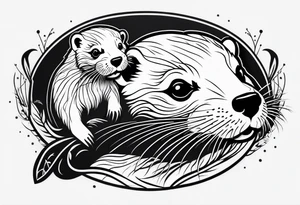 Female otter with baby tattoo idea