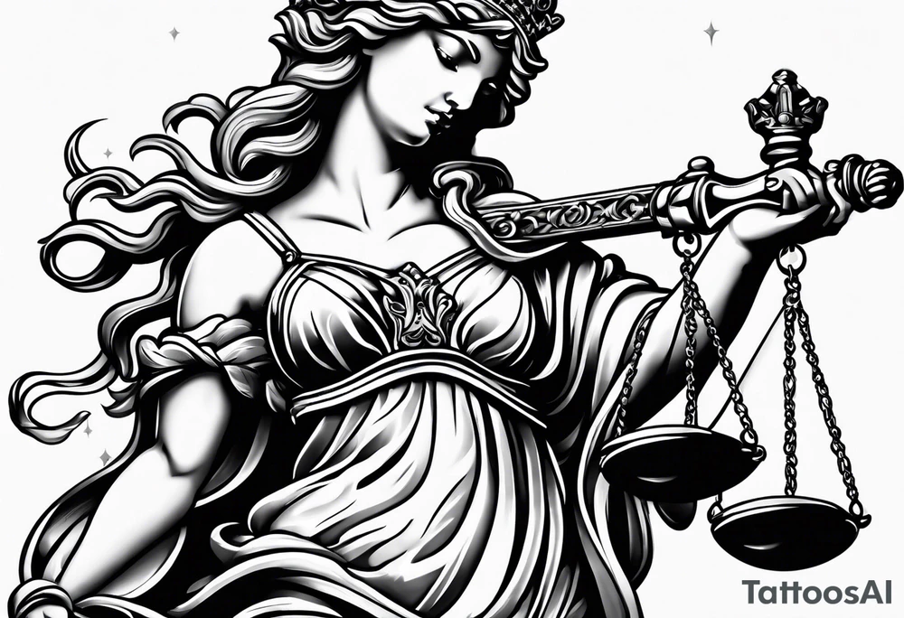 lady justice A5 size tattoo idea