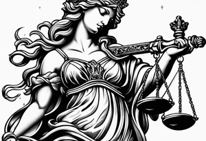 lady justice A5 size tattoo idea