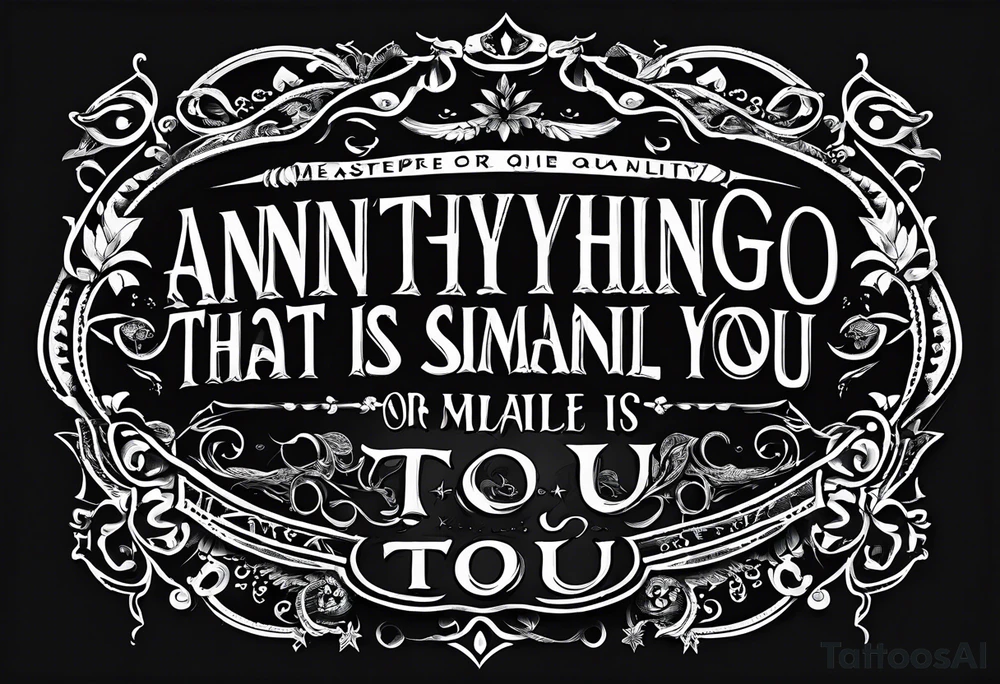 Simple script font that says, "anything or anyone that does not bring you alive is too small for you." tattoo idea