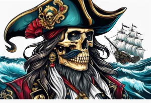 skull pirates with a sea serpent tattoo idea
