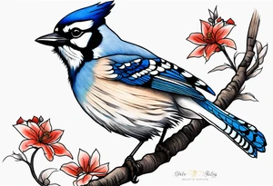 Majestic bluejay tattoo idea