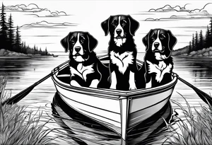 two dogs in a boat. The name on the boat is McNamara tattoo idea