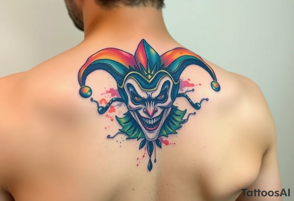 graphic 3d jester design tattoo idea