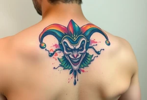 graphic 3d jester design tattoo idea