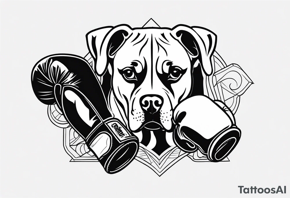 Boxer dog, boxing gloves tattoo idea