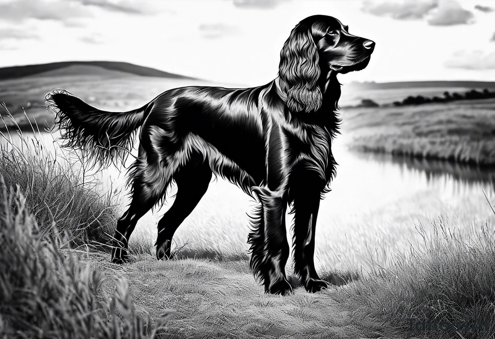 Full landscape Outline of an irish setter no fill l tattoo idea