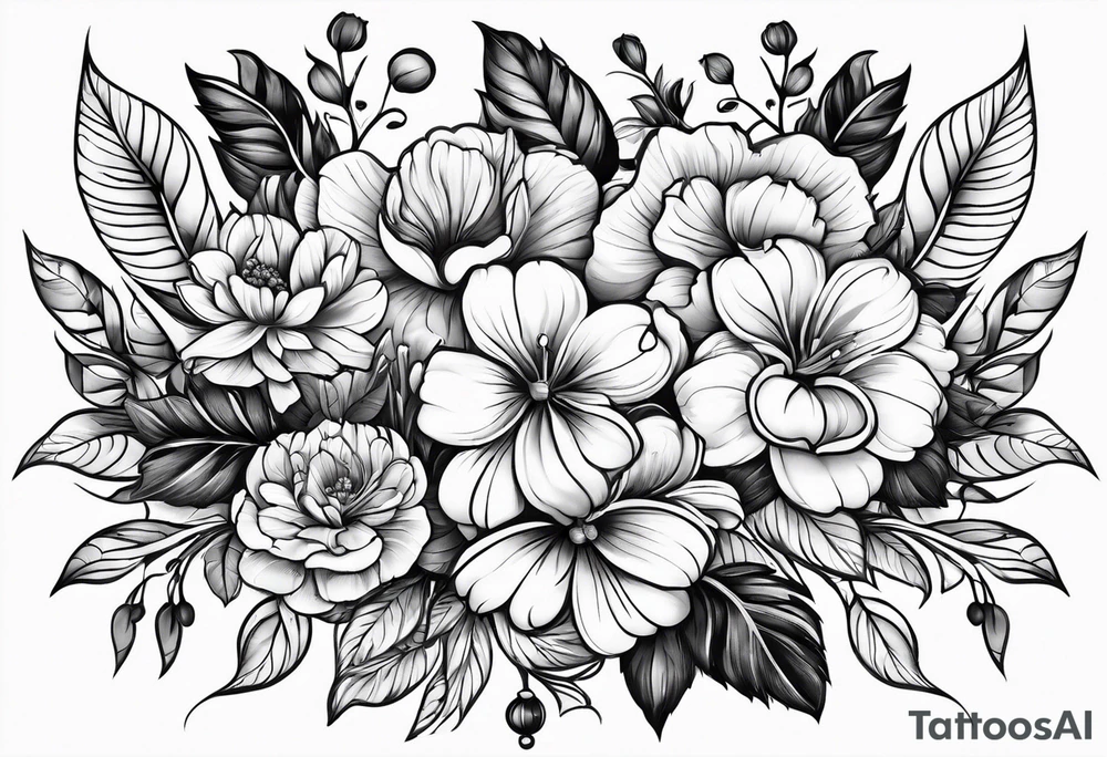 ornaments of flowers tattoo idea
