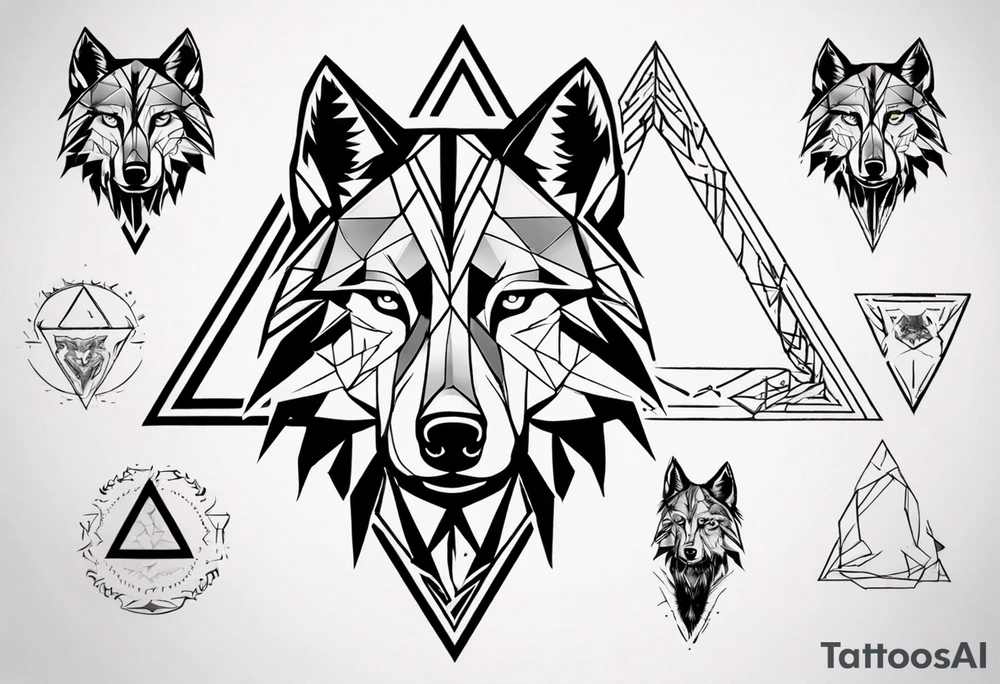 wolf head with a triangle shape in the background tattoo idea wolf head with a triangle shape in the background tattoo idea