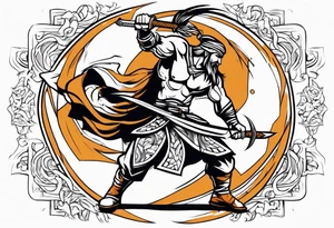 A warrio fighting by him self tattoo idea