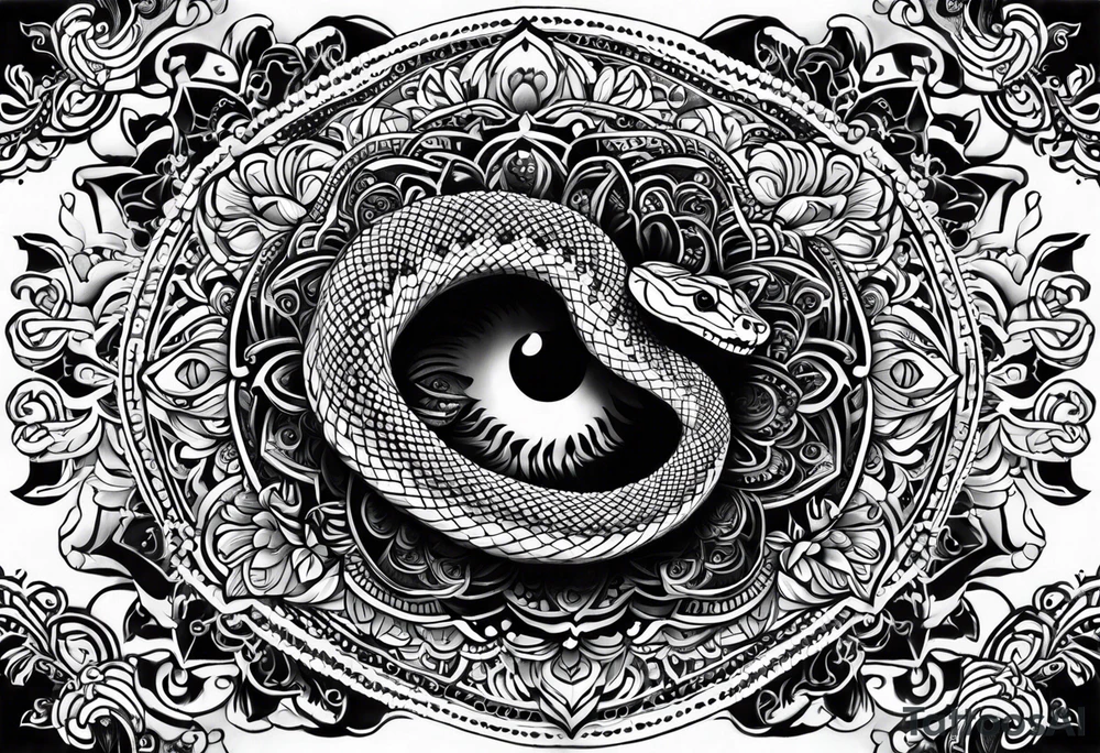 Rattlesnake mandala henna black tattoo design tattoo idea