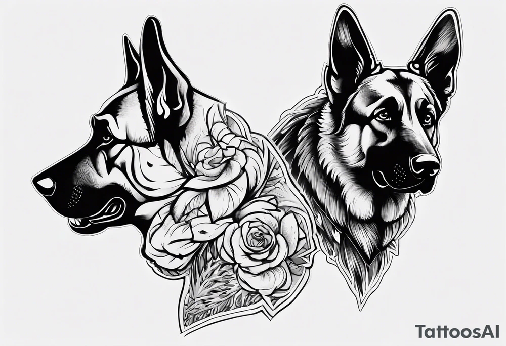 Side profile scary German shepherd tattoo idea Side profile scary German shepherd tattoo idea