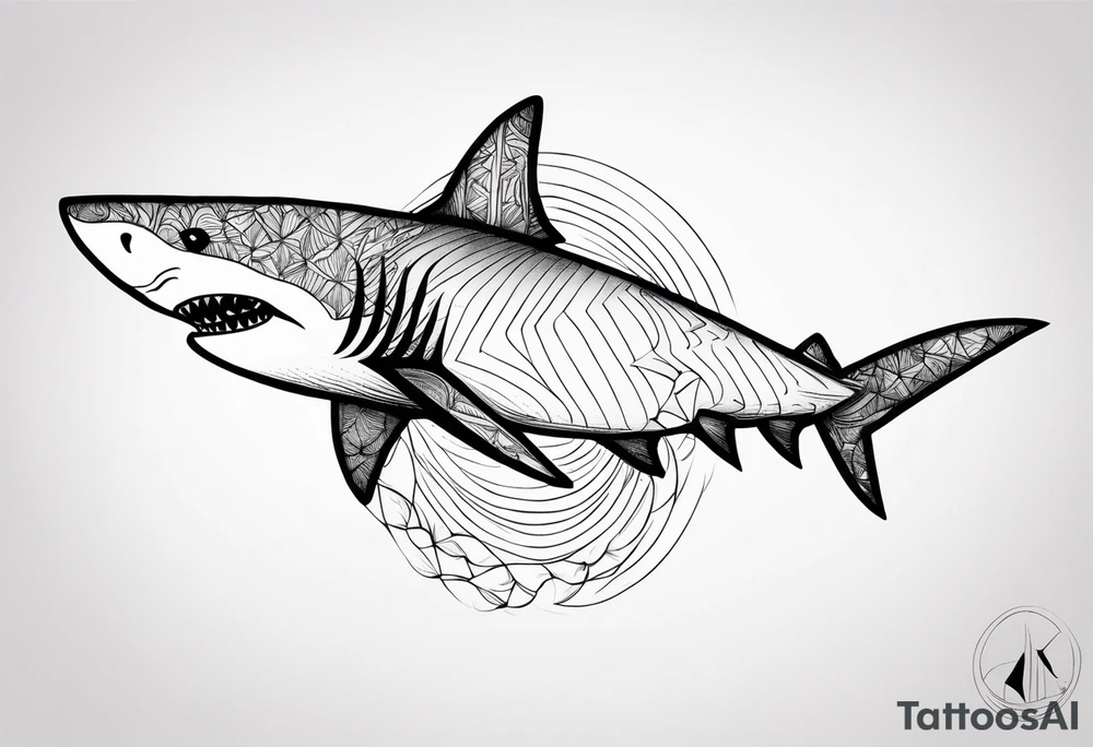 a shark blackwork tattoo for my calf tattoo idea