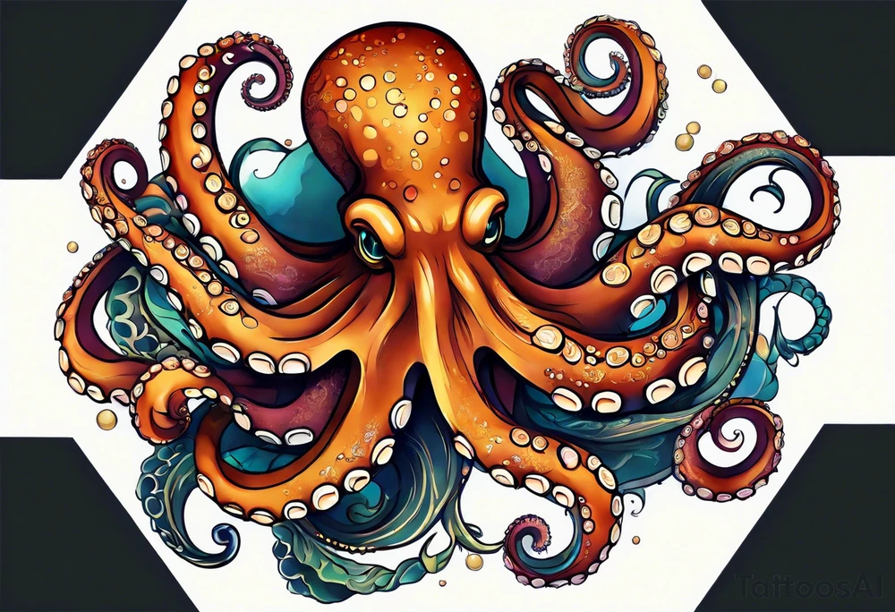 Octopus Arm Sleeve with fall colors tattoo idea